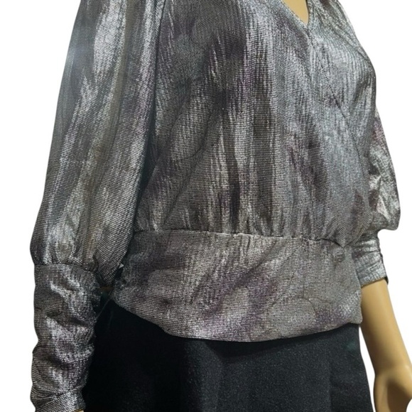 Maison d' Amelie Paris Metallic Crossover Shimmer Blouse Size M Evening Party - Picture 4 of 13